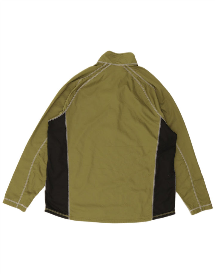 Eddie Bauer Mens Zip Neck Pullover Tracksuit Top XL Green Colourblock