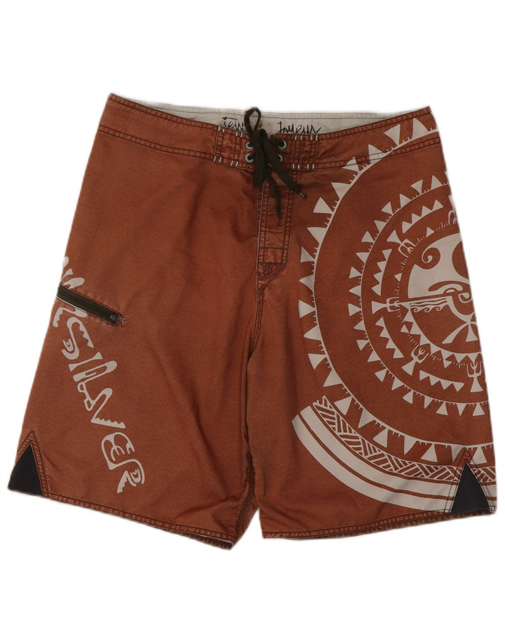 Quiksilver Mens Graphic Swimming Shorts Medium Brown Geometric Polyester