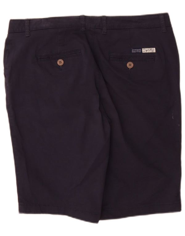 Superdry Womens Regular Chino Shorts UK 12 Medium W32 Navy Blue Cotton