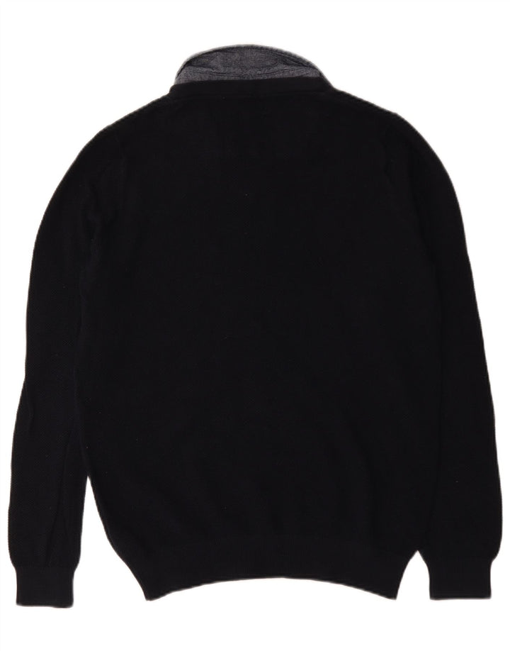Marks & Spencer Mens Regular Fit Polo Neck Jumper Sweater Small Navy Blue