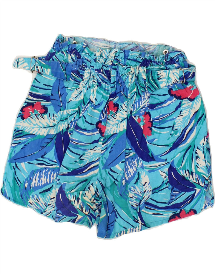 VINTAGE Womens Abstract Pattern Shorts Large W22 Blue Cotton Vintage Vintage and Second-Hand Vintage from Messina Hembry 