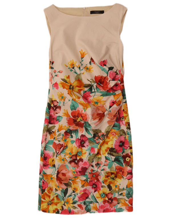 Max Mara Womens Sleeveless Sheath Dress UK 10 Small Off White Floral