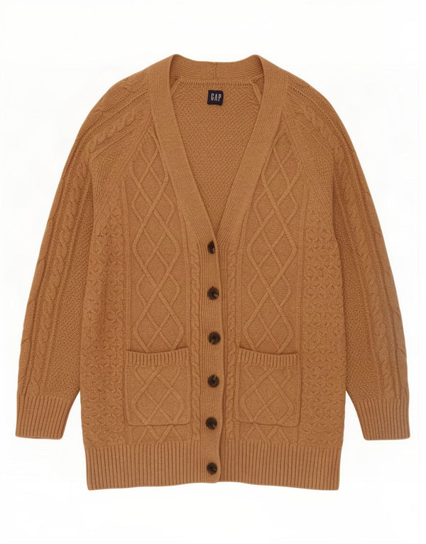 Gap Womens Longline Cardigan Sweater UK 14 Medium Beige Bomuld
