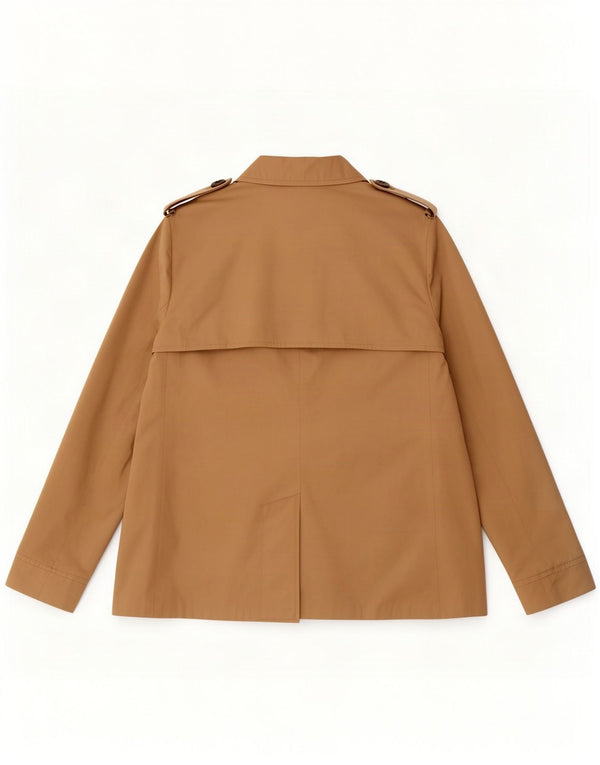 Zara Kvinder Kort Trench Coat UK 10 Lille Beige Bomuld