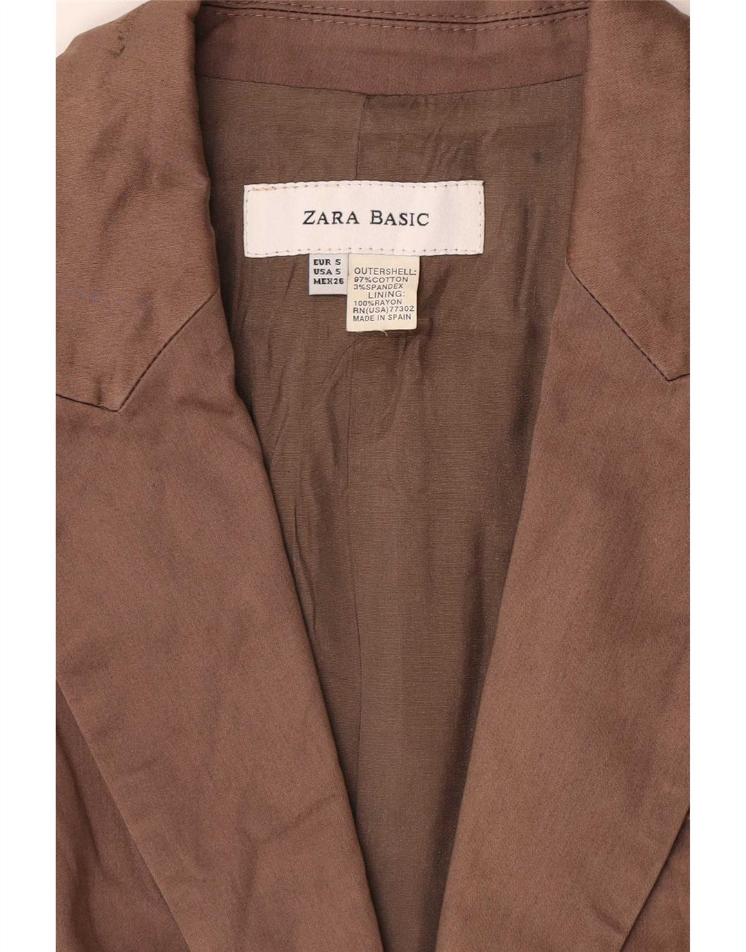 Zara Veste Blazer 1 Bouton Femme UK 10 Petit Coton Marron