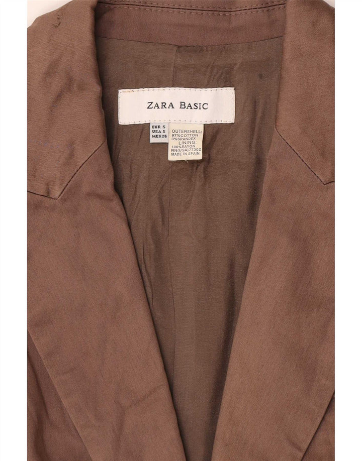 Zara Veste Blazer 1 Bouton Femme UK 10 Petit Coton Marron
