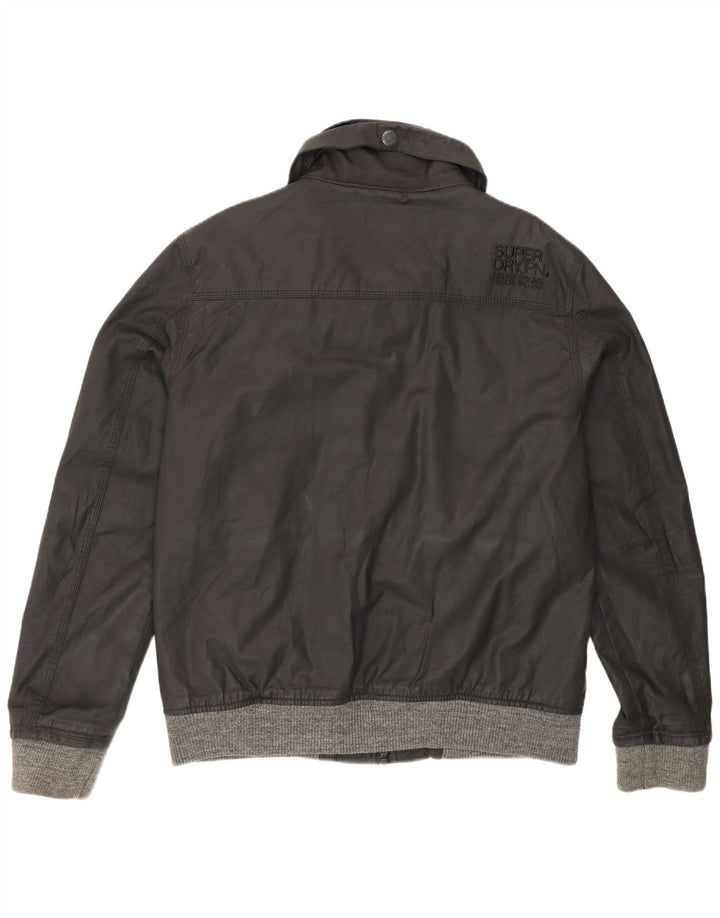 Superdry Mens Waxed Cotton Jacket UK 44 2XL Black