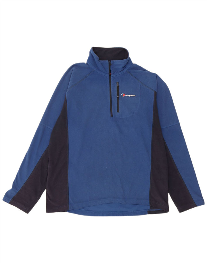 Maglione in pile da uomo BERGHAUS con zip e collo in poliestere color block blu medio