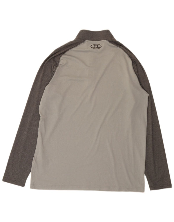 Under Armour Mens Heat Gear Zip Neck Pulôver Treino Top Grande Cinza