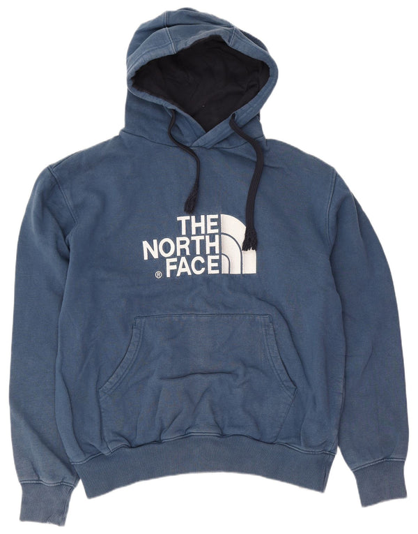 The North Face Mens Graphic Hoodie Jumper Medium Blue Cotton