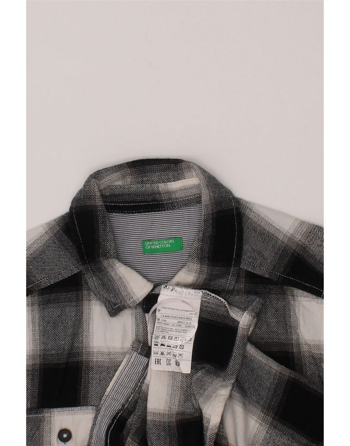 BENETTON Boys Flannel Shirt 7-8 Years Medium  Black Check Cotton Vintage Benetton and Second-Hand Benetton from Messina Hembry 
