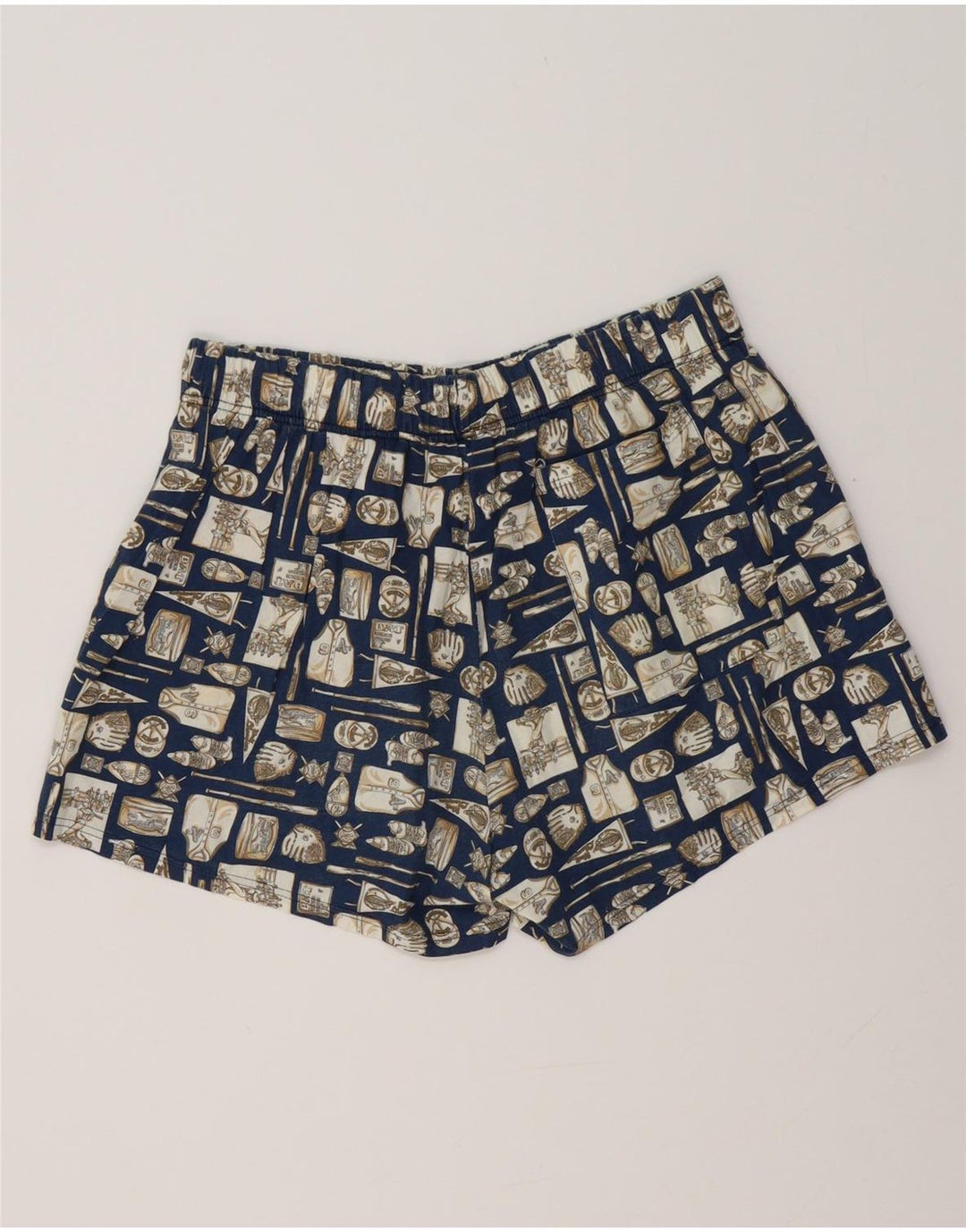 VINTAGE Mens Swimming Shorts Large  Navy Blue Geometric