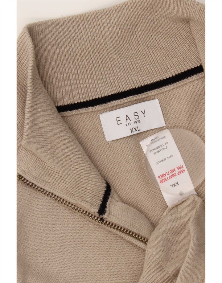 Easy Mens Zip Neck Jumper Sweater 2XL Beige Akryl