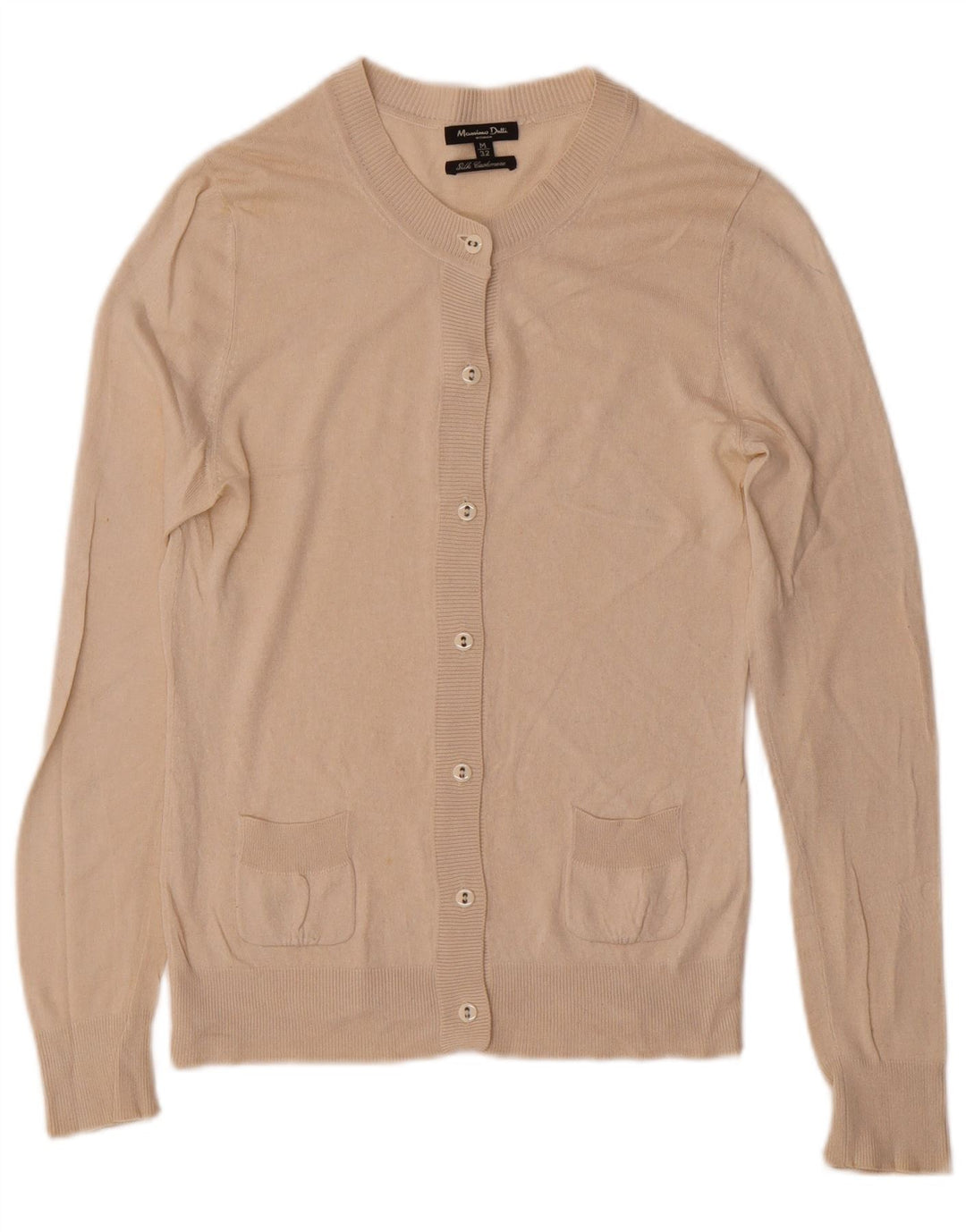 Maglione cardigan da donna Massimo Dutti UK 12 Seta beige medio