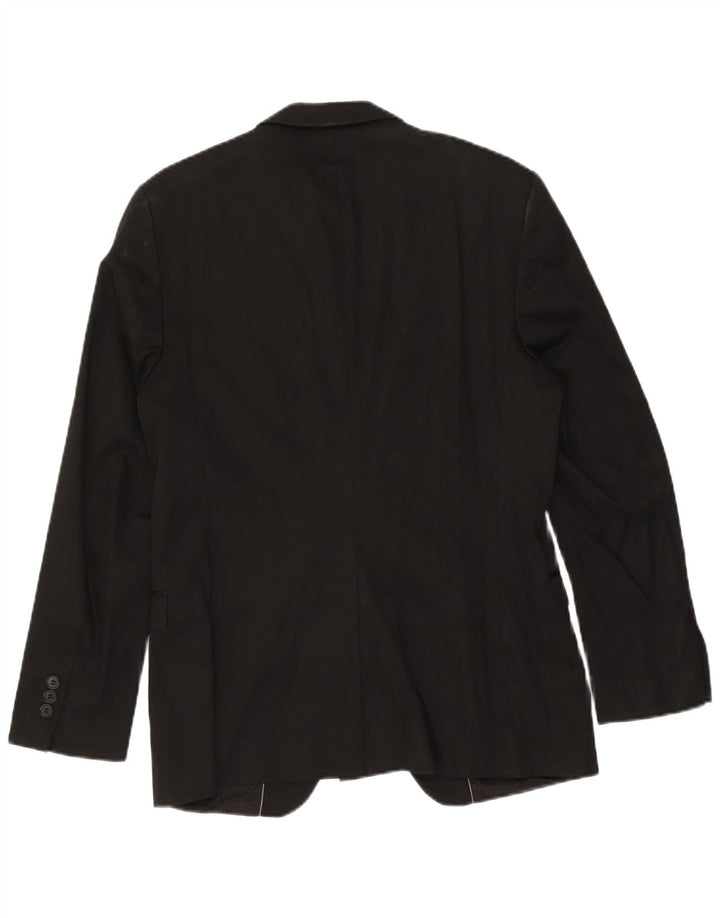 Zara Mens 1 Button Blazer Jacket EU 50 Medium Black Cotton