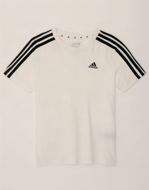 Adidas Boys T-Shirt Top 7-8 ετών Λευκό βαμβακερό