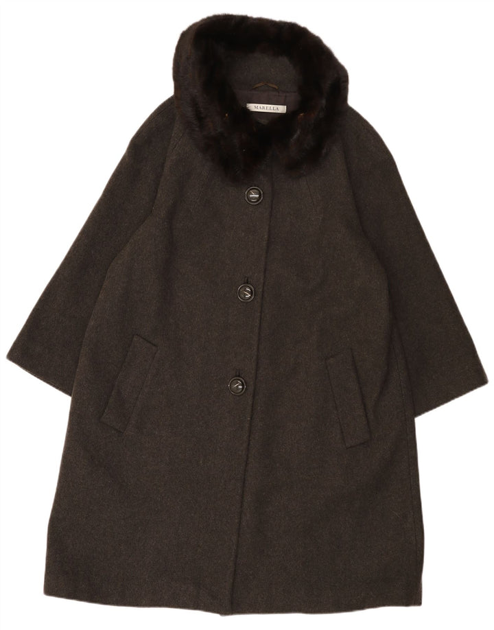 Marella Womens Loose Fit Overcoat UK 14 Large Grey Wool