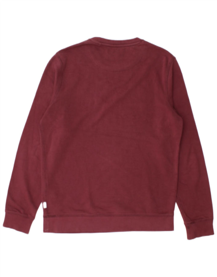 JACK & JONES Mens Graphic Sweatshirt Jumper Medium Burgundy Cotton