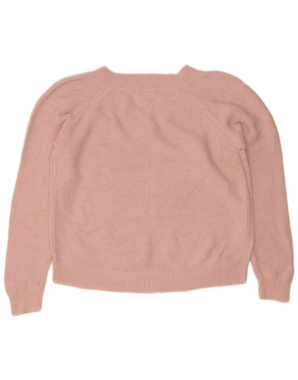 John Lewis Womens V-Neck Jumper Sweater UK 16 Large Pink Cotton