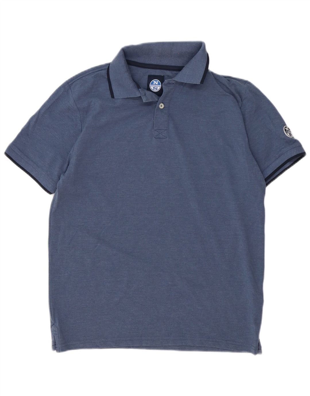 North Sails Mens Polo Shirt Medium Navy Blue Striped Cotton