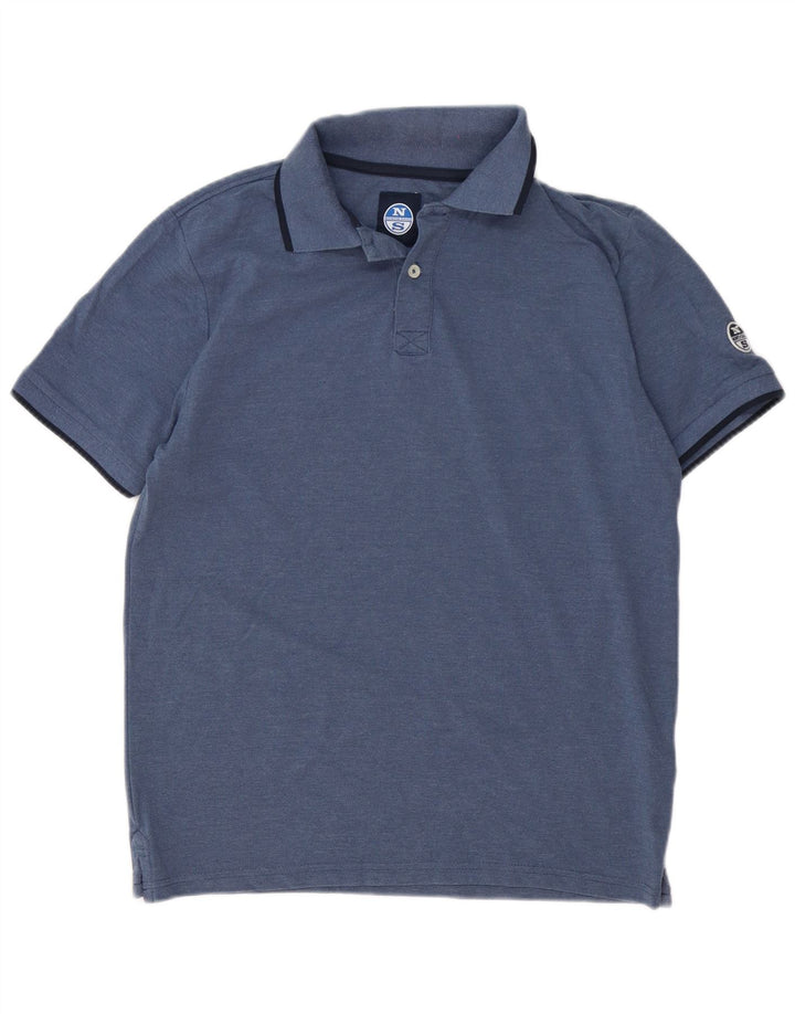 North Sails Mens Polo Shirt Medium Navy Blue Striped Cotton