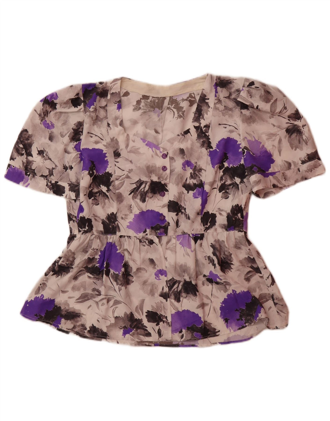 VINTAGE Womens Blouse Top UK 14 Medium Multicoloured Floral