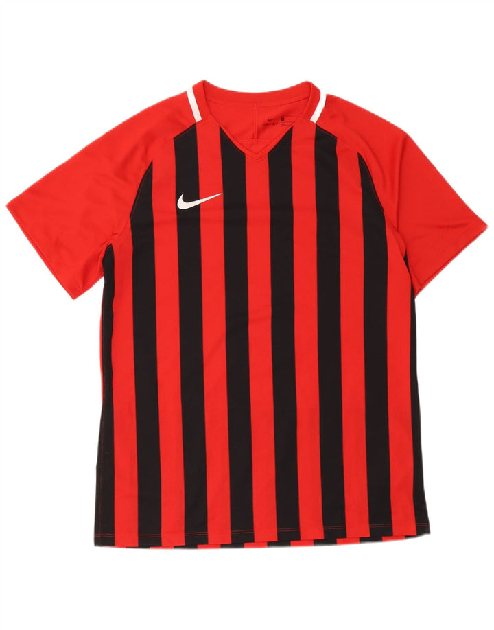 Nike Mens Dri Fit T-Shirt Top Large Red Striped Polyester