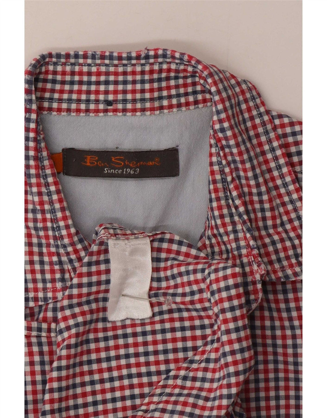 Camicia a maniche corte da uomo Ben Sherman in cotone a quadretti rosso medio