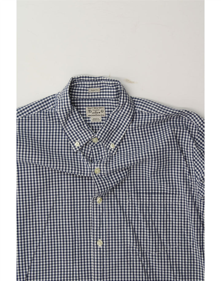 J. CREW Mens Slim Fit Shirt Large Blue Gingham Cotton Vintage J. Crew and Second-Hand J. Crew from Messina Hembry 