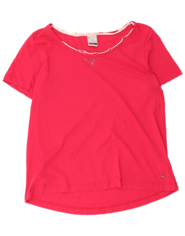 Champion Damen T-Shirt Top UK 18 XL Rosa Baumwolle