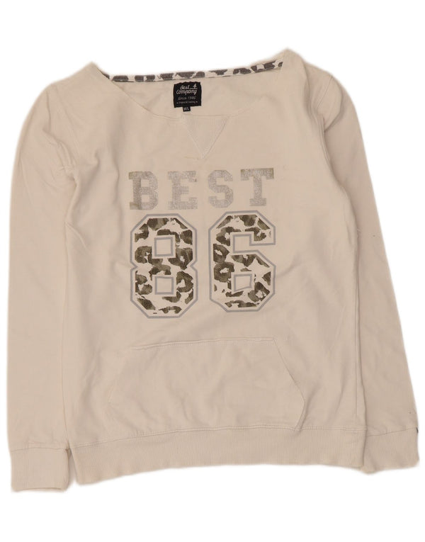 Best Company Sweat-shirt graphique pour femme UK 12 en coton blanc moyen