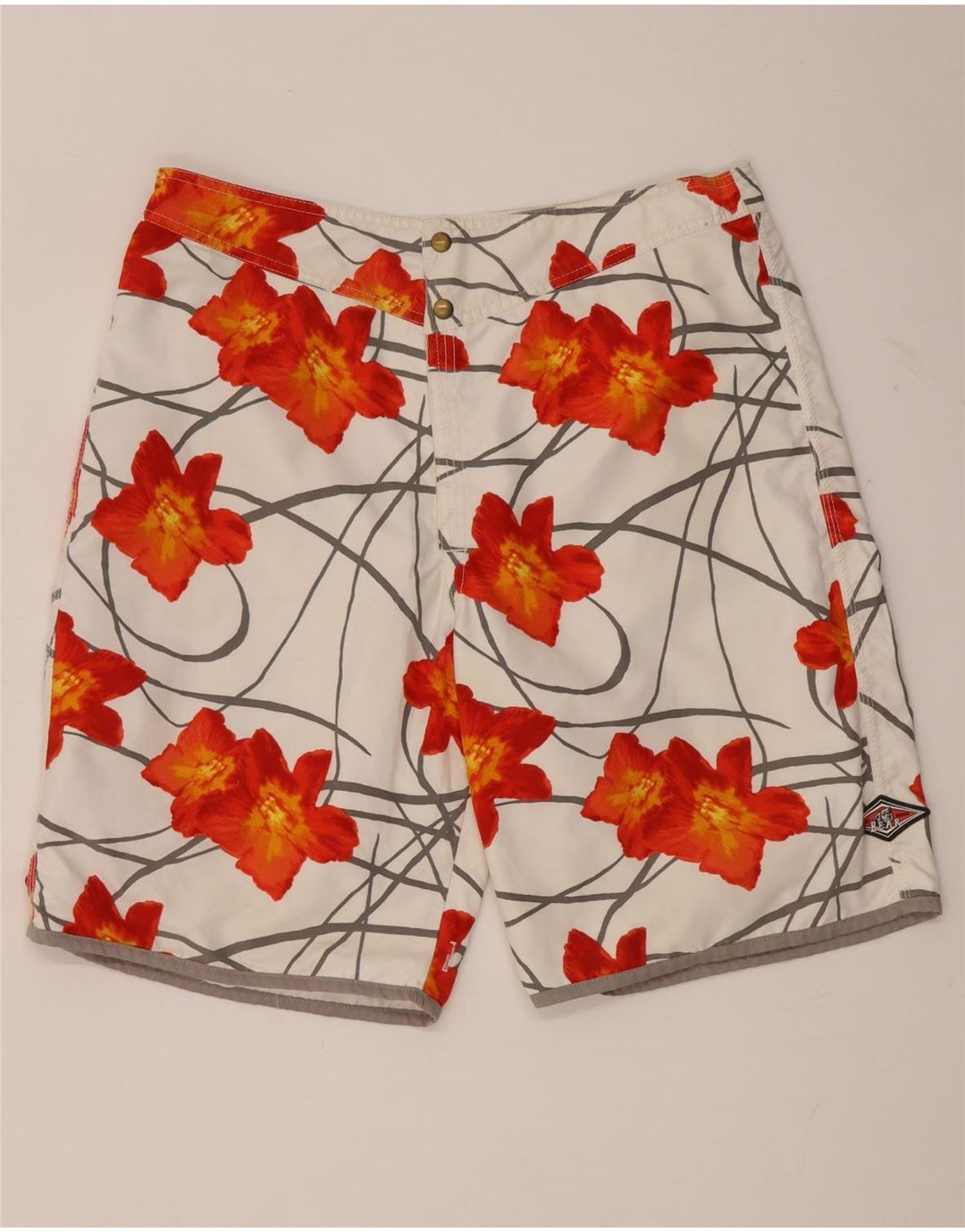 Bear Mens Reversible Swimming Shorts Medium White Polyester