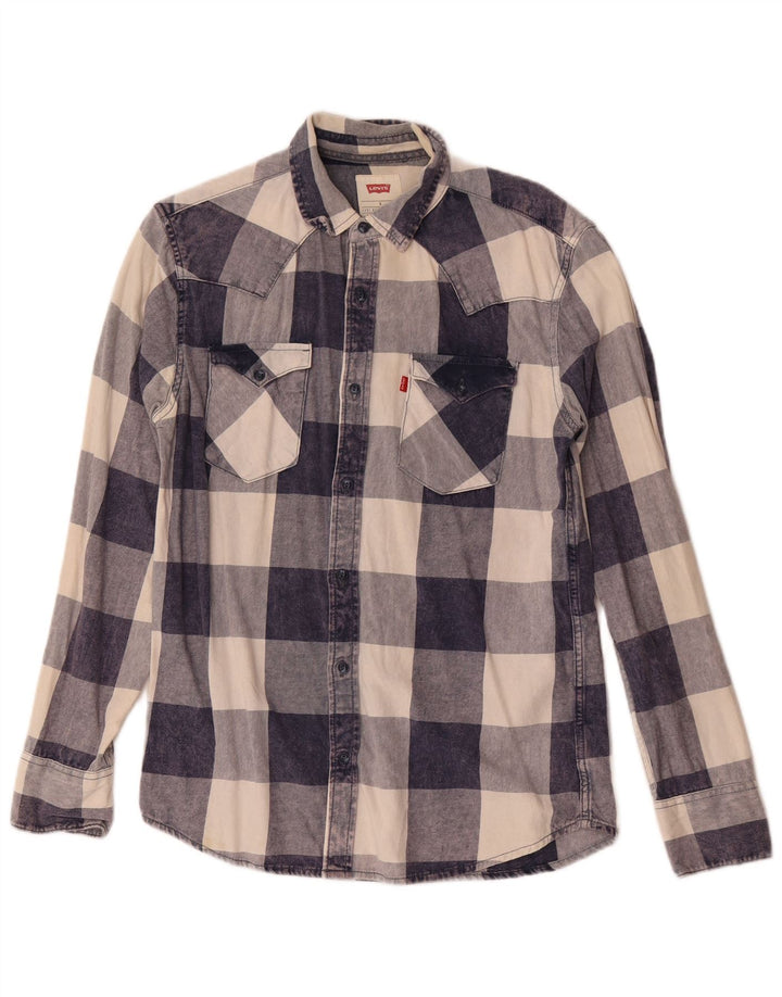 Koszula flanelowa męska Levi's, mała, bawełniana w granatową kratkę
