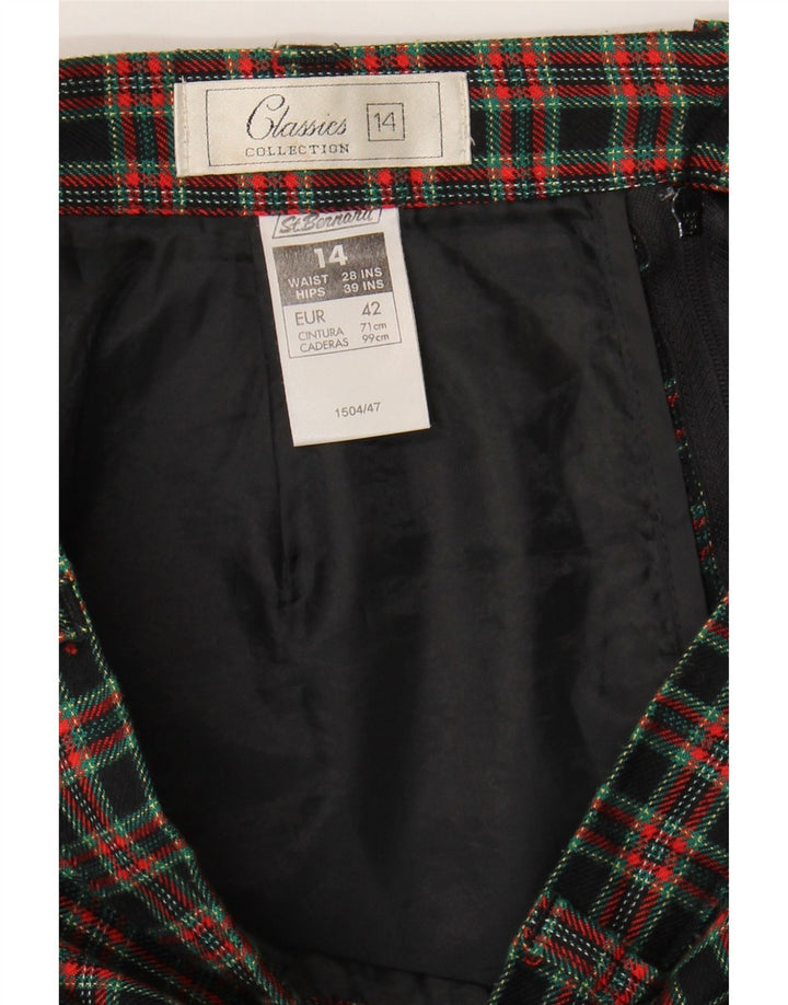 ST. BERNARD Womens Pencil Skirt UK 14 Medium W28  Black Check Polyester Vintage St. Bernard and Second-Hand St. Bernard from Messina Hembry 