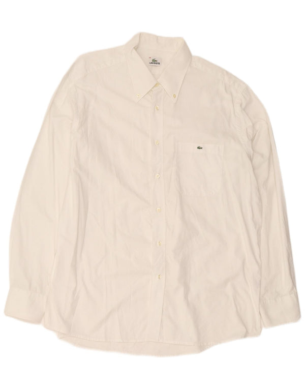 Lacoste Herren-Hemd in normaler Passform, Größe 46 2XL, weiße Baumwolle