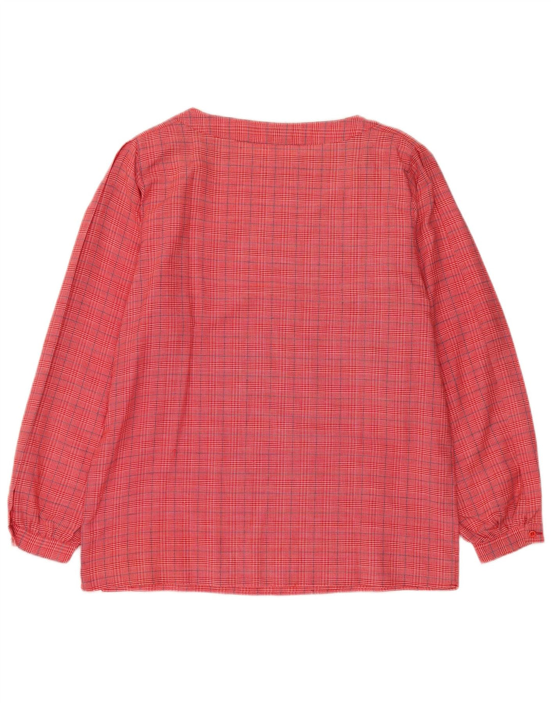 Vintage Dame Langærmet Bluse Top UK 14 Medium Pink Check