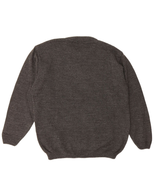 Basicline Herre Crew Neck Jumper Sweater UK 42/44 Stor grå ternet akryl