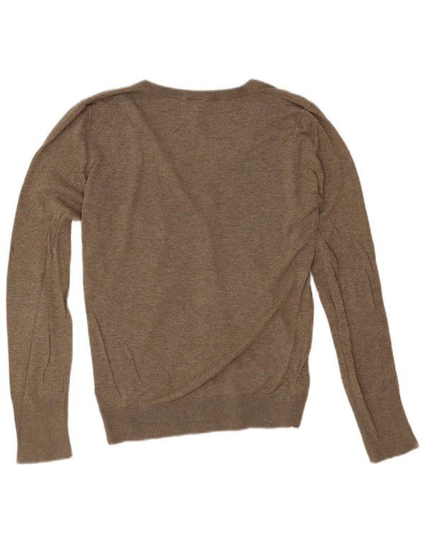 Topshop Dame V-hals sweater UK 12 Medium Grey Bomuld