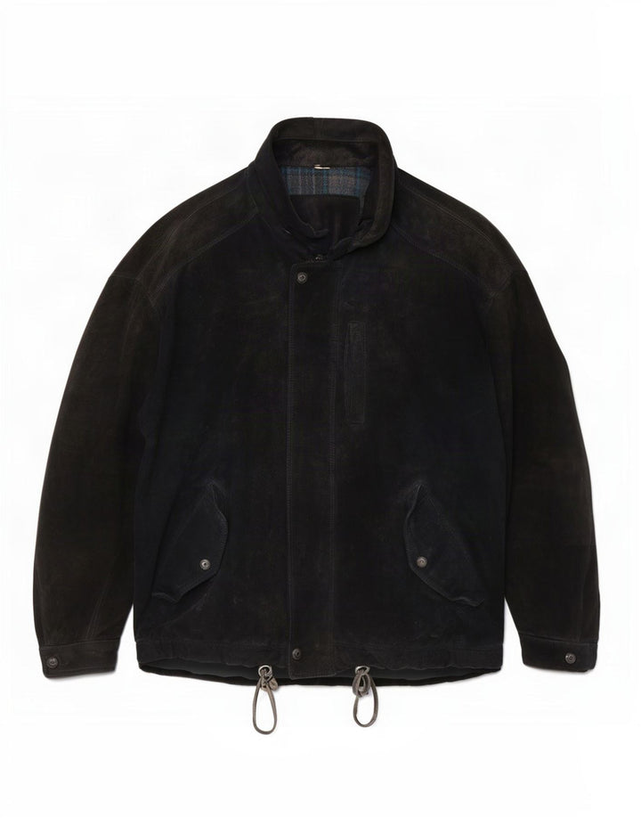 Vintage hombres chaqueta de ante Reino Unido 42 XL negro