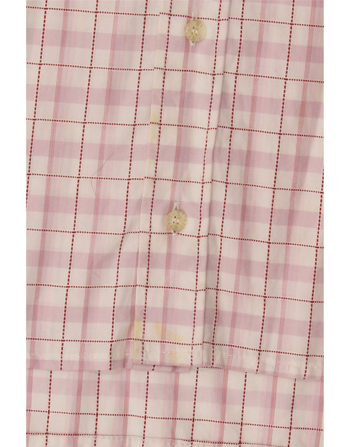 Lacoste Mens Shirt Size 43 Large Pink Check