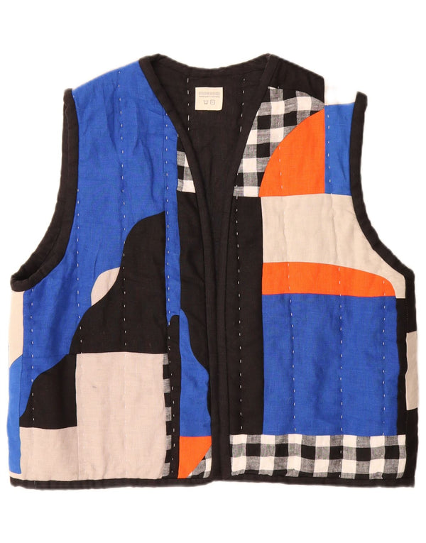 Mossom Chaleco acolchado abierto hecho a mano para mujer UK 18 XL Patchwork multicolor
