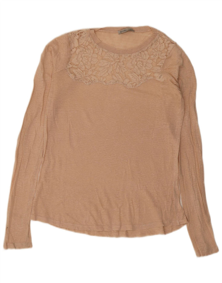 Zara Damen Top Langarm UK 10 Small Beige