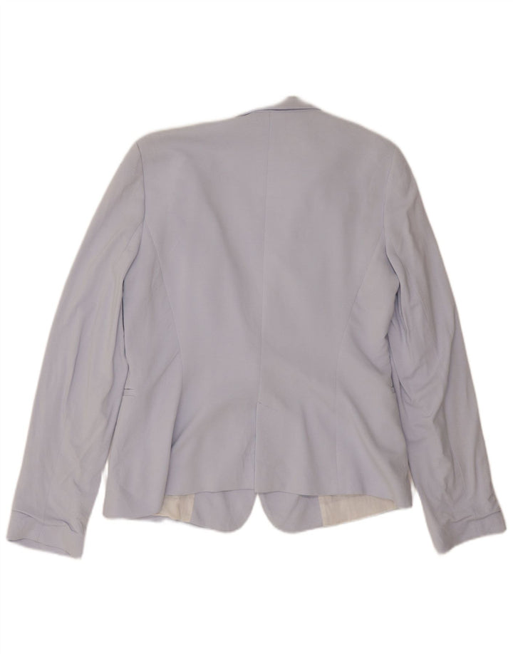 Zara Womens 1 Button Blazer Jacket UK 14 Large Blue Viscose