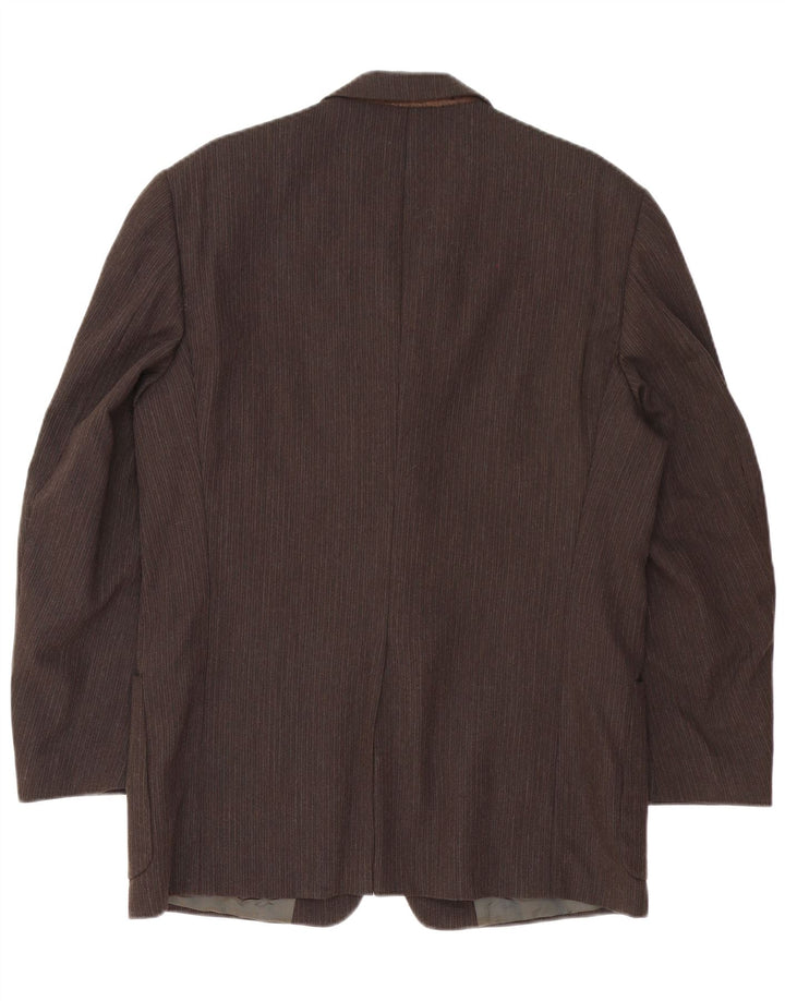 Trussardi Herre 3-knaps blazerjakke IT 50 Large Brown Pinstripe Acetate