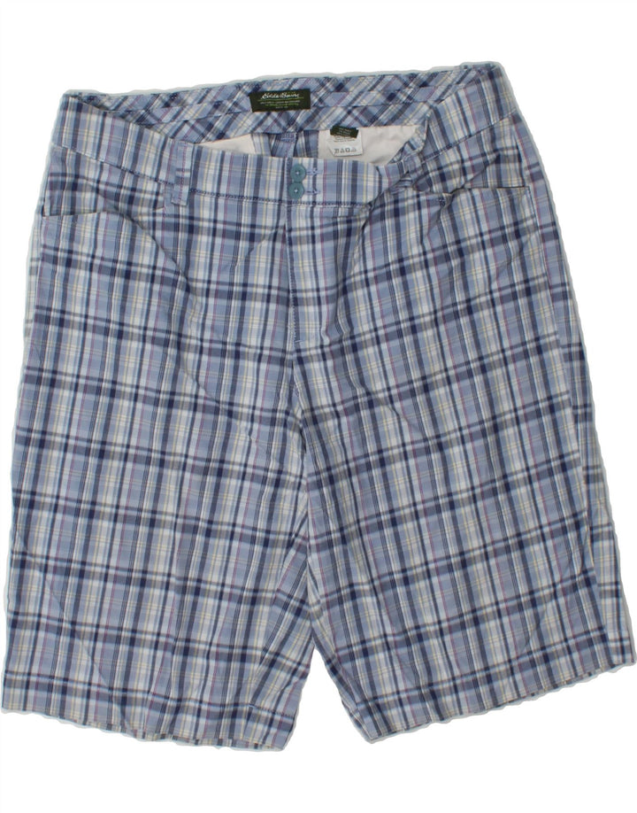 EDDIE BAUER Womens Bermuda Shorts US 12 Large W34  Blue Check Cotton Vintage Eddie Bauer and Second-Hand Eddie Bauer from Messina Hembry 