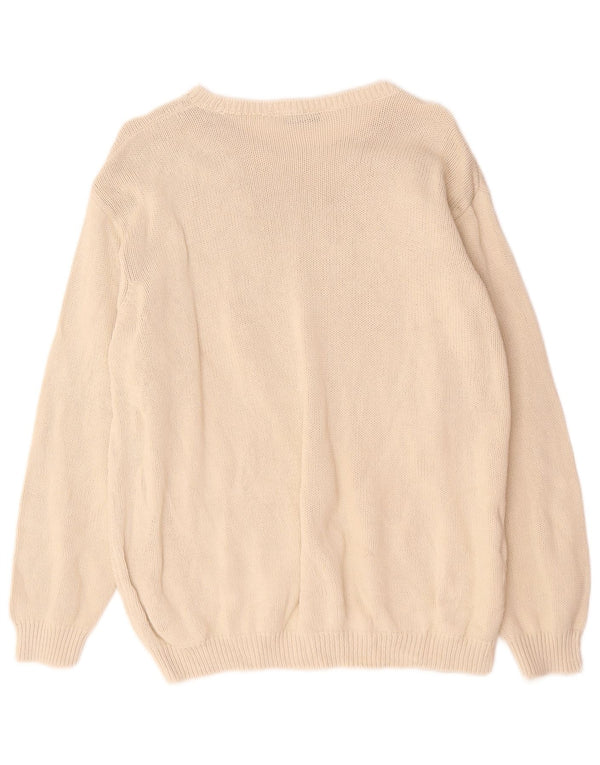 Marks & Spencer Womens Boat Neck Jumper Sweater UK 18 XL Beige Cotton