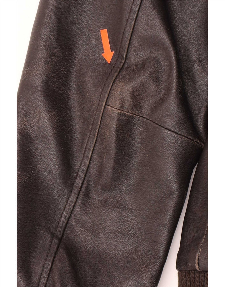 Jaqueta de couro bomber masculina Geox Reino Unido 38 marrom médio