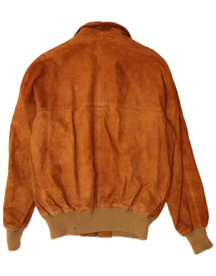 ESSEBI Giubbotto bomber in pelle scamosciata da uomo UK 40 Large in pelle marrone