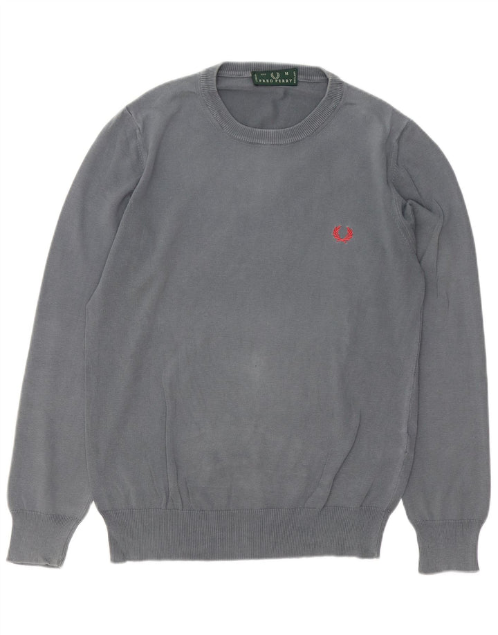 FRED PERRY Mens Crew Neck Jumper Sweater Medium Grey Cotton