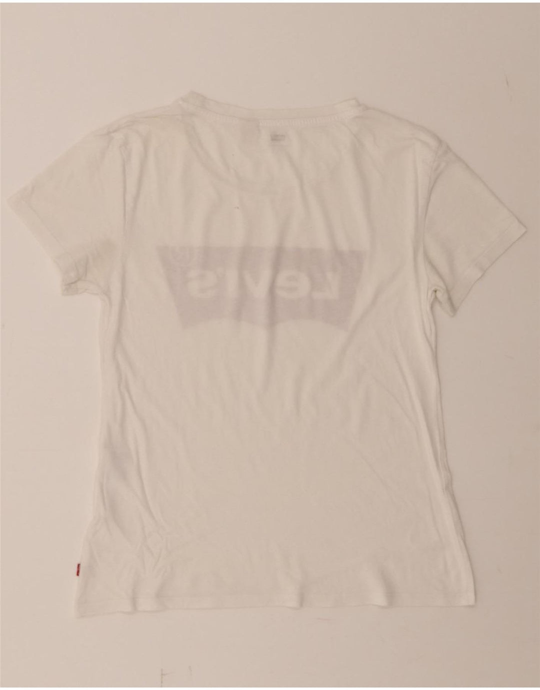 LEVI'S Womens Graphic T-Shirt Top UK 10 Small White Vintage Levi's and Second-Hand Levi's from Messina Hembry 